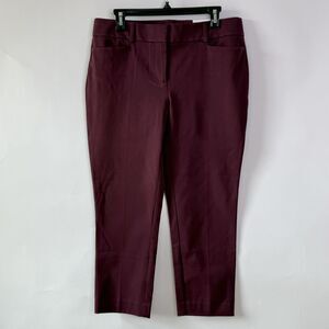 Ann Taylor LOFT Womens Size 10 Burgundy Flat Front Zoe Cropped Ankle Pants - NEW
